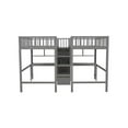 thumbnail image 5 of Double Loft Beds Twin&Twin Size, Modern Wooden Beds Frame with Middle Storage Staircase and Dual Built-in Desks, Storage Beds with Full-length Guardrails and Bookshelves, Gray, 5 of 7