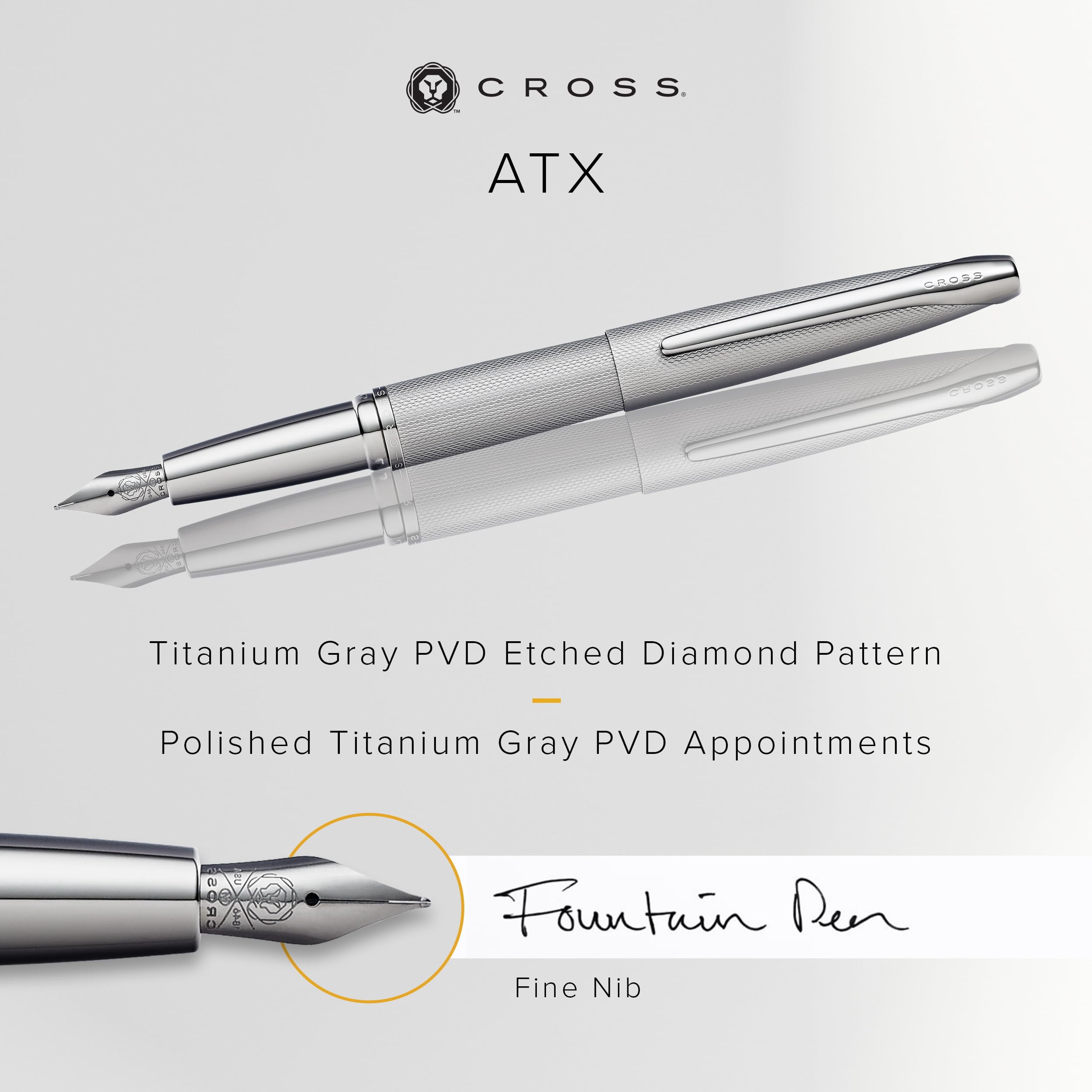 Cross ATX Sandblasted Titanium Gray Fine Nib Fountain Pen