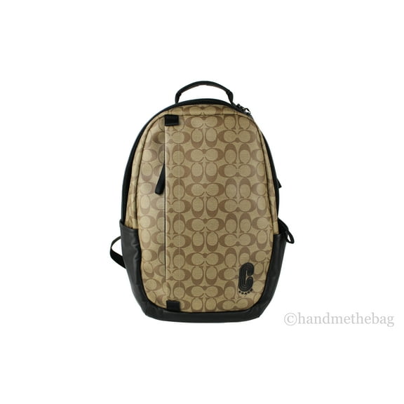 Coach (89922) Edge Pack Tan Signature Coated Canvas Leather Large Backpack Bag