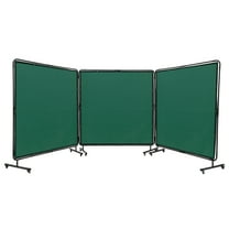 VEVOR Welding Screen with Frame, 6' x 6' 3 Panel Welding Curtain Screens, Flame-Resistant Vinyl Welding Protection Screen on 12 Swivel Wheels (6 Lockable),Moveable & Professional for Workshop,Green