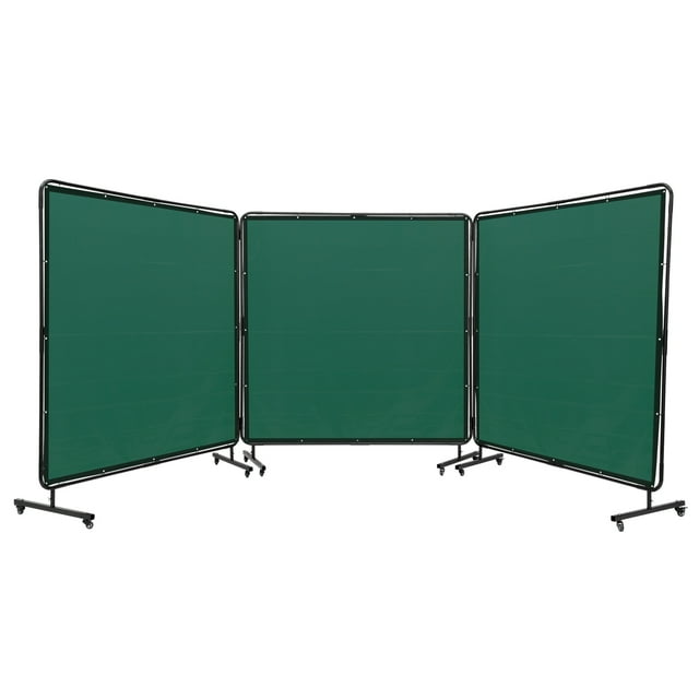 VEVOR Écran de Soudage avec Cadre, 6 Pieds x 6 Pieds 3 Panneaux Écrans de Rideaux de Soudage, Protection de Soudage en Vinyle Résistant aux Flammes sur 12 Roues Pivotantes (6 Verrouillables)