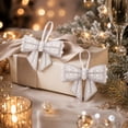 thumbnail image 3 of 2 Pack 3D Pearl Bow Christmas Ornaments, Non‑Woven Fabric Beaded Hanging Bow Decor for Christmas Tree, Wreath, Gift Box & Holiday Home Decor, 3 of 8