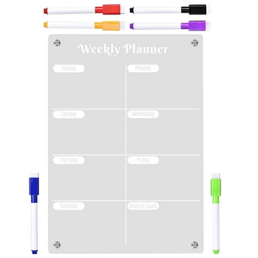 Weekly Planner Board Schedule Daily Planning for Kitchen Calendar Refrigerator Acrylic Fridge Dry Erase Clear