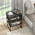 thumbnail image 4 of Costway 2 PCS Home Nightstand 3-Tier Storage Table with Door Open Shelf Heavy-duty Metal Frame Black, 4 of 8