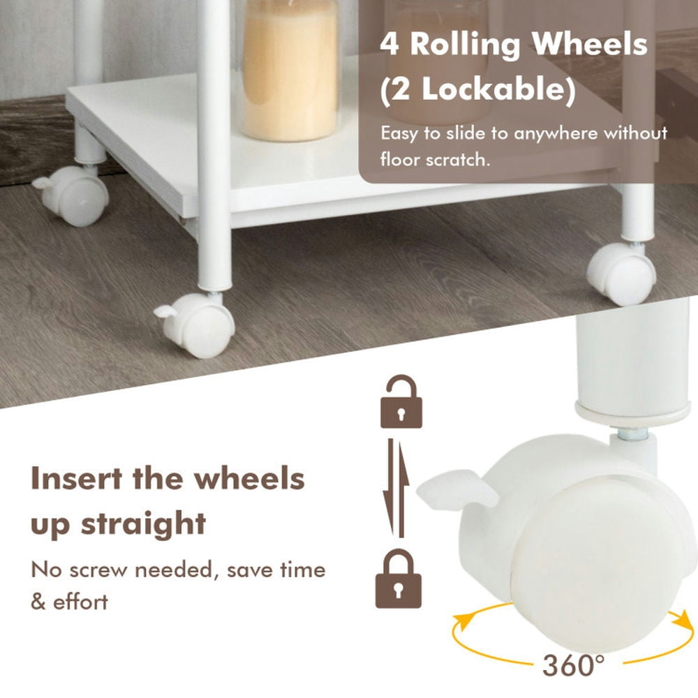 Yardi Yard Under Desk Printer Stand with 360° Swivel Casters-White, Office Furniture, Laptop Stand for Home and Office