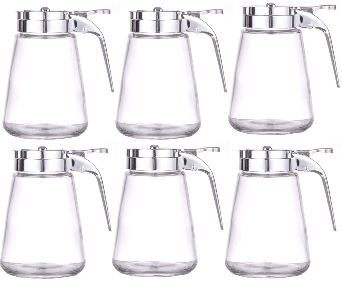 Set of 6 Honey/Cream/Sugar/Syrup Glass Dispensers with Retracting Spout