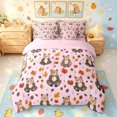 thumbnail image 3 of Manfei Cute Rustic Bear Twin Bedding, Waterclor Fall Leaves Bedding Comforter Set, Pink, Pink Reversible, 7 Pieces, 3 of 6