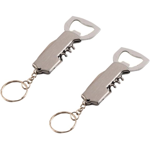 MKEUDQ-Bottle Opener Keychain,2 Pcs Key Chain Bottle Opener for Beer and Wine, Small and Practical, Easy to Carry, Open The Lids of Beer and Wine Bottle Easily (2, Silvery)