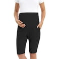 thumbnail image 3 of Xmarks Women's Maternity Shorts Over The Belly Adjustable Belt Athletic Sports Running Workout Shorts Home Wear Black US 6, 3 of 7