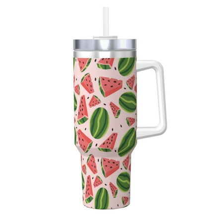 

KLL Watermelon Print 40oz Stainless Steel Insulated Car Cup Coffee Mug with Spillproof Lid - Keep Your Drink Hot or Cold on the Go