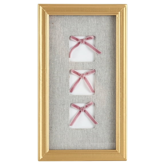 Home Decor Collection, Decorative Pink 3 Bow Framed Picture Wall Art
