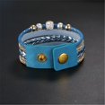 thumbnail image 3 of Moda estilo étnico cuentas prensa hebilla brazalete pulsera mano joyería regalo accesorios azul, 3 of 3