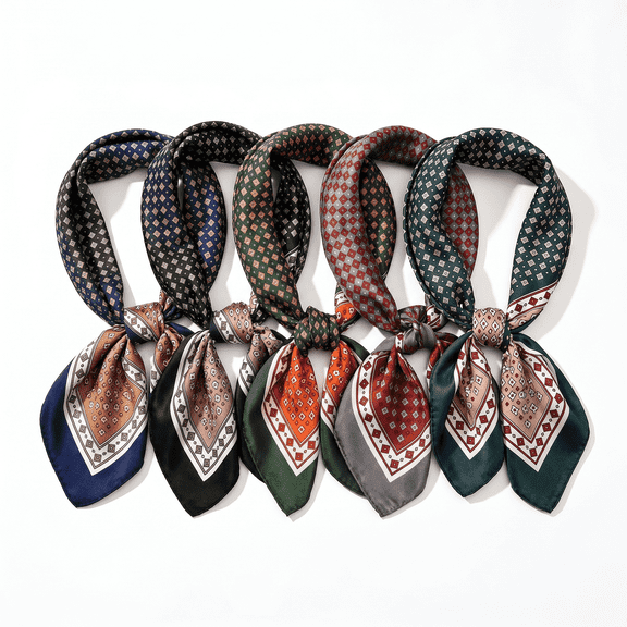 5-Pack Bandanas for Men and Women, Silk Feeling Head Bandanas, Fashion Square Purse cloth