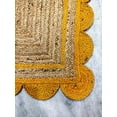 thumbnail image 3 of 4x8 Ft Yellow & Natural Jute Premium Scalloped Jute Rug – Handcrafted Natural Braided Carpet for Living Room, Bedroom, Entryway – Boho Home Decor, 3 of 5