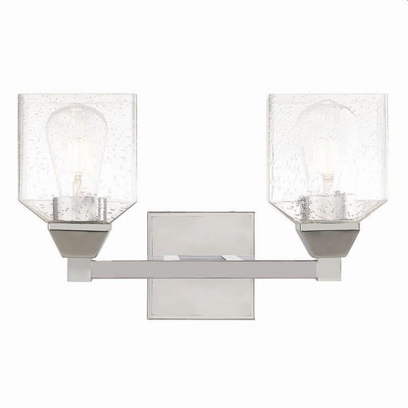 2 Light Bathroom Light in Architectural Style-9.5 inches Tall and 15 inches Wide-Polished Chrome Finish Bailey Street Home 218-Bel-3110172