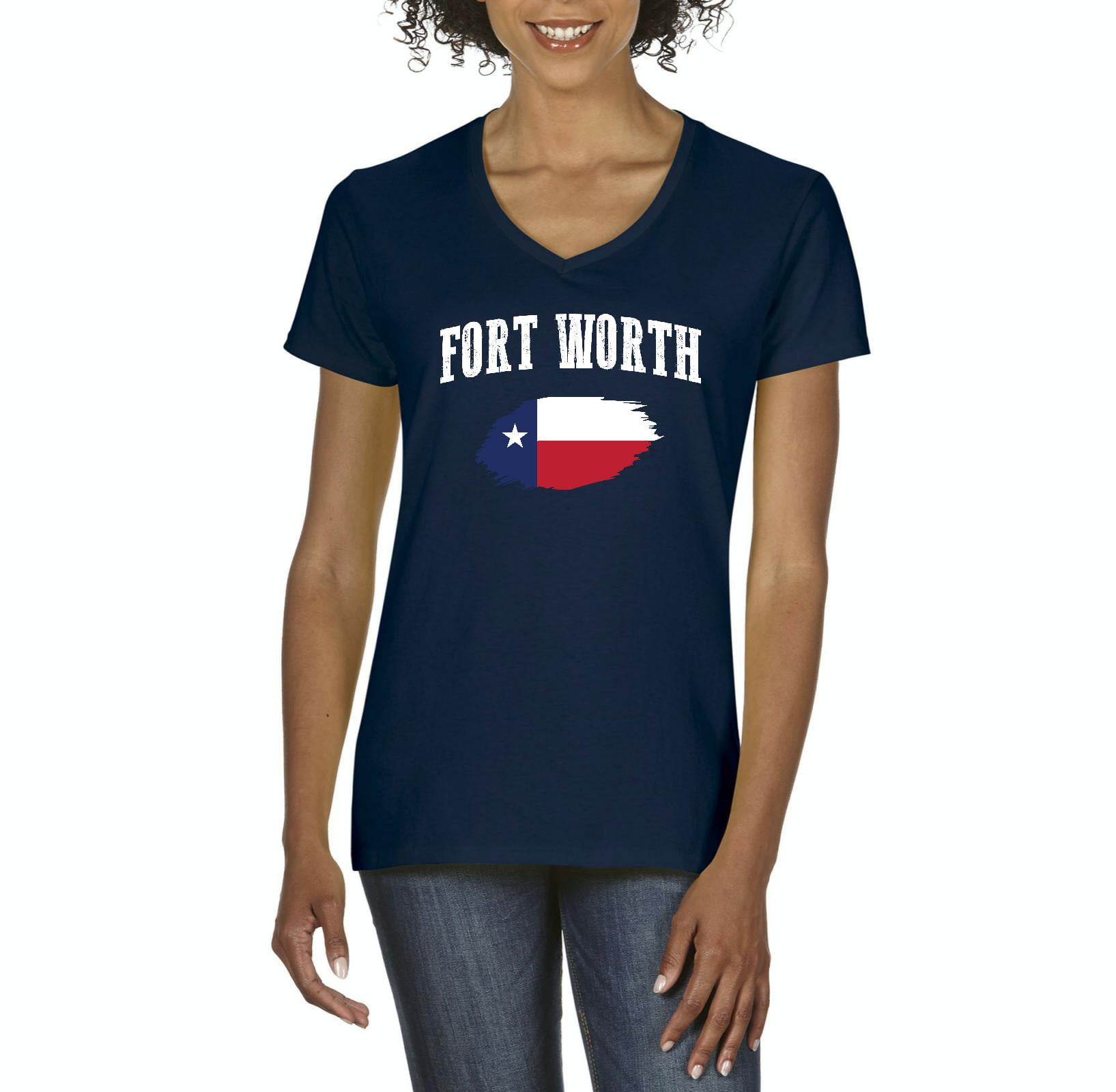 Mom's Favorite - Womens Fort Worth Texas Flag V-Neck T-Shirt - Walmart ...