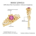 thumbnail image 5 of Rosec Jewels Pink Tourmaline Floral Ring with Diamond for Women - Nature Inspired Ring, 14K Yellow Gold, US 7.00, 5 of 8