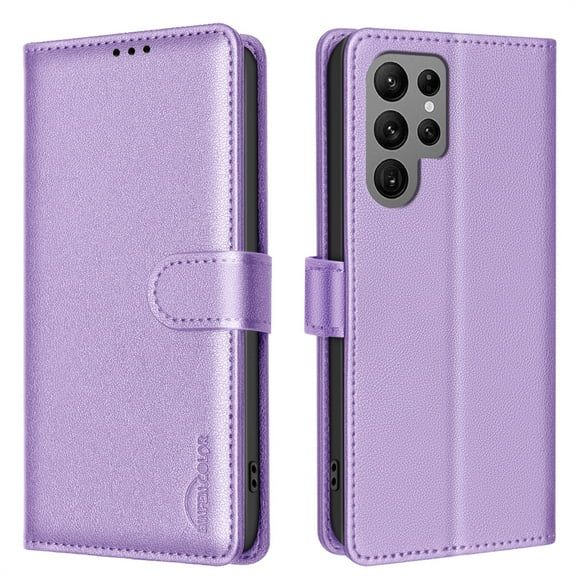 Allytechgroup PU Leather Wallet Case for Samsung Galaxy S25 Ultra, Organize and Protect in Style Bumper Shockproof Stand Retro Phone Case for Samsung Galaxy S25 Ultra, Purple