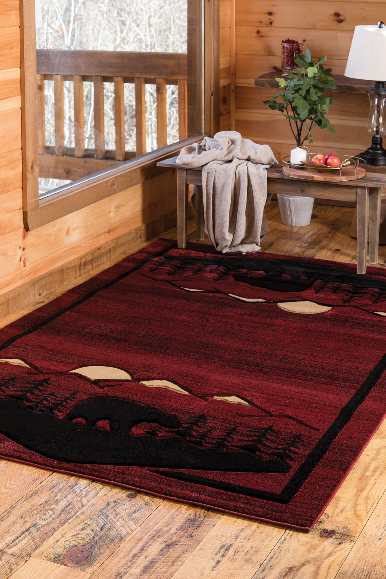 United Weavers Rustic Forest Moon Valley Hand-Carved Area Rug or Runner