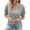 Gray, variant on Womens Cotton Blend Short Sleeve Ruched Tops Plain V Neck Blouse Tee with Botton Fashion Cruise Going Out Summer Outfits