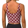 thumbnail image 3 of Haiem Red Moroccan Pattern Womens Sports Bra - U Neck Padded Low Impact Yoga Bra Workout Crop Top Gym Moisture-Wicking Workout Vest -Medium, 3 of 9