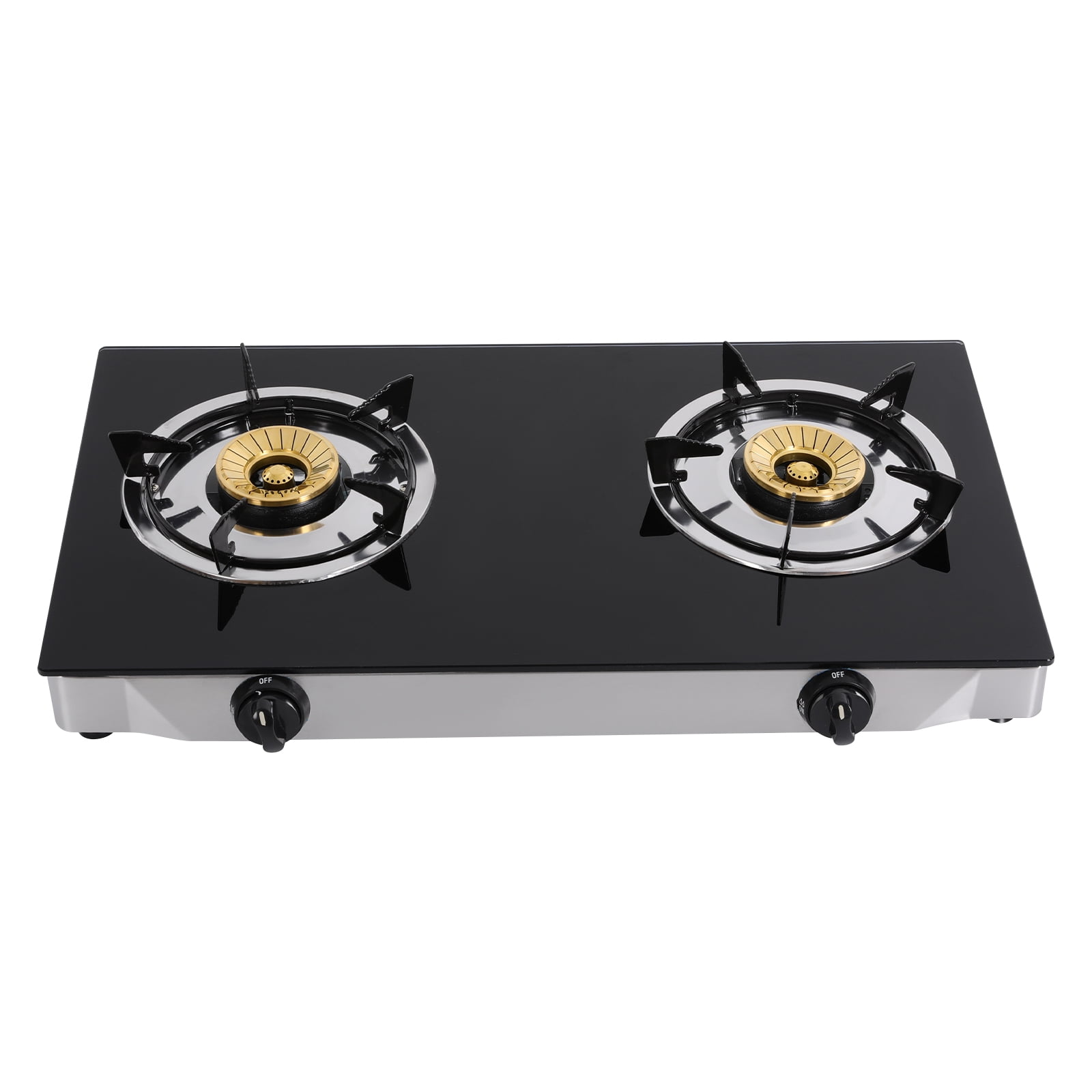 ChicHomey 2-Burner Gas Stove,7kW Total Power Portable Gas Stove,Tempered Glass & Stainless Steel,Independent Control Knobs with Child Lock,Countertop Use