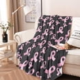 thumbnail image 2 of Pink Breast Cancer Round Blanket,Comfortable Soft Flannel Throw Blanket,All Season,Warm Lightweight Blankets for Sofa Bed Couch Living Room Chair 47"x47", 2 of 5