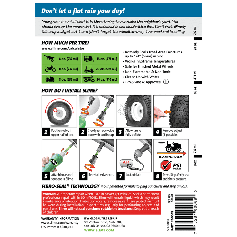 Slime Prevent & Repair Flat Tire Sealant, 24 oz photo 4