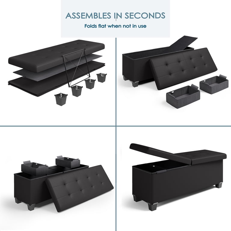 Panca Contenitore STORAGEBUD In Tessuto Avorio, 109 Cm, Con Due Scomparti E Gambe Rimovibili, Max 299 Kg
