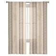 thumbnail image 3 of Brown Beige Striped Sheer Curtains 96 Inches Long 2 Panels Set, Window Sheer Curtains for Living Room/Bedroom, Boho Ethnic Modern Abstract Art Light Filtering Rod Pocket Curtain 52'' x 96'' x 2, 3 of 7