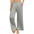 thumbnail image 1 of Pantalones de chándal de cintura alta y pierna ancha para mujer: cintura elástica, bolsillos laterales, cómodos y casuales., 1 of 7