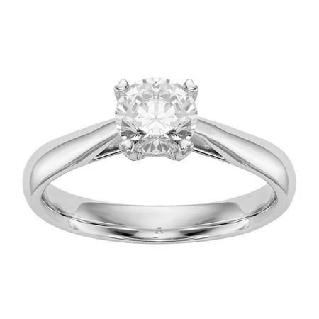 Radiant Fire Lab Grown 1/4 Ct Round Diamond Solitaire Engagement Ring, VS/SI, D E F color, in 14 Karat White Gold