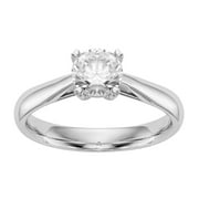 Radiant Fire Lab Grown 1/4 Ct Round Diamond Solitaire Engagement Ring, VS/SI, D E F color, in 14 Karat White Gold