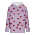 thumbnail image 6 of Enjoytime Womens Hoodies Hearts Printed Long Sleeve Casual Sweatshirt Fall Winter Fashion Trendy Pullover Sweatshirts Purple S, 6 of 6