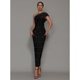 thumbnail image 3 of Women Celebrity Sexy One Shoulder Diamonds Black Maxi Long Bodycon Bandage Dress 2025 Elegant Evening Club Party Clothing Outfit, 3 of 8