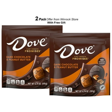 Dove Promises Dark Chocolate & Peanut Butter Candy - 6.74 oz Bag (2 Pack) Free Gift from Winrock Store