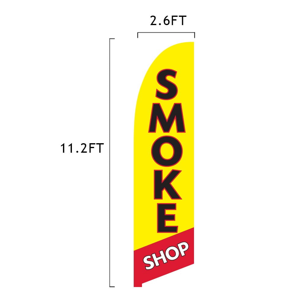 Vispronet Smoke Shop Feather Flag, 13.5ft, Pole Set, Ground Spike