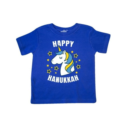 

Inktastic Happy Hanukkah Unicorn in Gold and Yellow with Stars Gift Toddler Boy or Toddler Girl T-Shirt