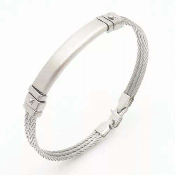 QQTDFG Silver Color Ion Therapeutic Lympunclog Bracelet Titanium Wristband-Silver
