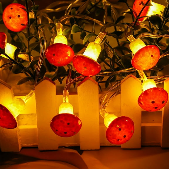 5FT Mushroom String Lights | 10 LED Cute Mushroom Night Lights | Battery Operated Fairy Tale Lamp for Bedroom Garden Party Decor