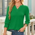 thumbnail image 5 of Blczomt 3/4 Sleeve Tops for Women Trendy Plain Dressy Shirts Formal Green Solid Color 2025 Womens Shirts Casual, 5 of 8