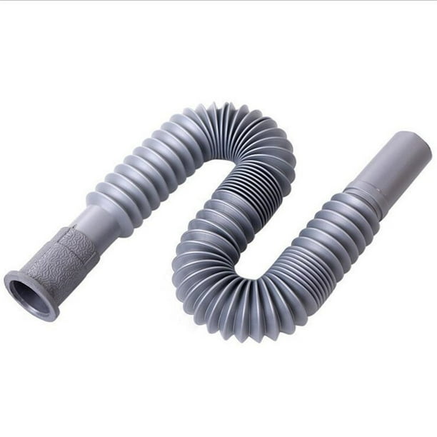 Tubo de drenaje universal para lavabo, tubo de drenaje flexible y expandible de plástico de diámetro de instalación para fregadero de baño de cocina, gris