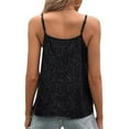 thumbnail image 2 of Lamuusaa Women´s Summer Sequin Cami Tops Spaghetti Strap V-Neck Sparkle Shimmer Loose Sleeveless Tanks Tops, 2 of 8
