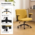 thumbnail image 6 of Ktaxon Office Chair, Flip-Top Armrest Desk Chair on Metal Star Base, Starry Chenille Vanity Chair with Adjustable Height & Swivel Wheels Yellow, 6 of 8