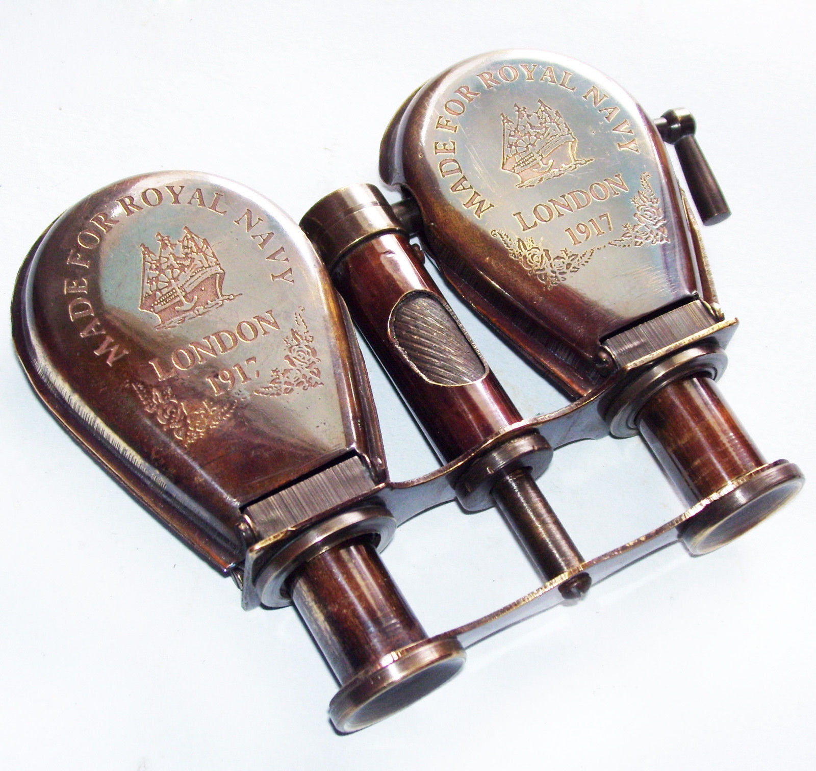 Vintage Binocular Folding Monocle Telescope Spyglass Solid Brass Antique Finish
