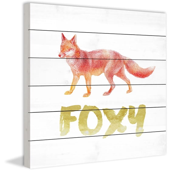 "Foxy" Painting Print on White Wood