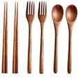 thumbnail image 5 of CATIEBYE 6-Piece Smooth Wooden Tableware Set in Brown, Safe Kitchen Scoops for Cooking and Serving, 5 of 8