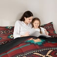 thumbnail image 4 of Erosebridal Bohemian Aztec Full Size Comforter Sets, Red Teal Brown Bedding Sets, Black Reversible 3 Pieces, 1 Comforter and 2 Pillowcases, 4 of 6