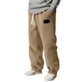 thumbnail image 2 of LWavelet Men's Waffle Texture Tapered Joggers Drawstring Waist Side Decor Label Soft Fabric Comfortable Daily Loungewear Pants Camel L, 2 of 4