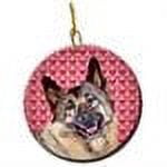Norwegian Elkhound Hearts Love and Valentine's Day Portrait Ceramic Ornament